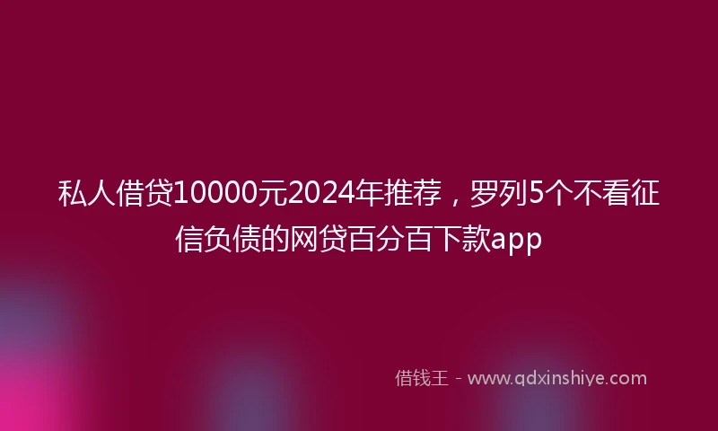 私人借贷10000元2024年推荐，罗列5个不看征信负债的网贷百分百下款app