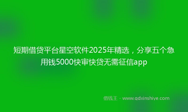 短期借贷平台星空软件2025年精选，分享五个急用钱5000快审快贷无需征信app