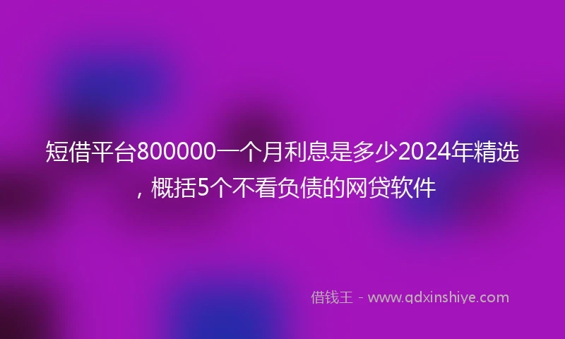 短借平台800000一个月利息是多少2024年精选，概括5个不看负债的网贷软件