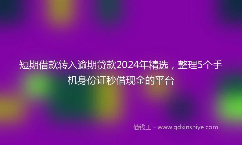 短期借款转入逾期贷款2024年精选,整理5个手机身份证秒借现金的平台