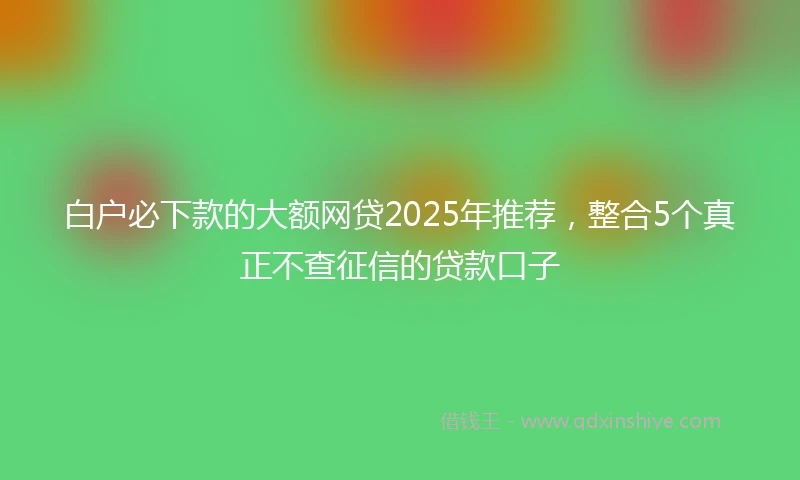 白户必下款的大额网贷2025年推荐，整合5个真正不查征信的贷款口子