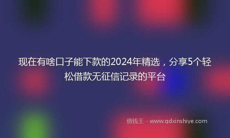 现在有啥口子能下款的2024年精选，分享5个轻松借款无征信记录的平台