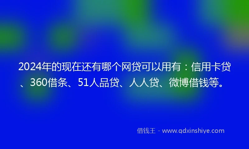 2024年的现在还有哪个网贷可以用有：信用卡贷、360借条、51人品贷、人人贷、微博借钱等。