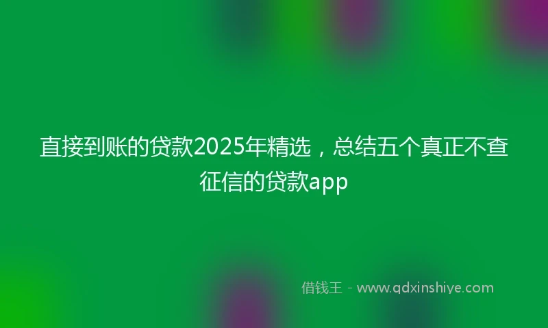 直接到账的贷款2025年精选，总结五个真正不查征信的贷款app