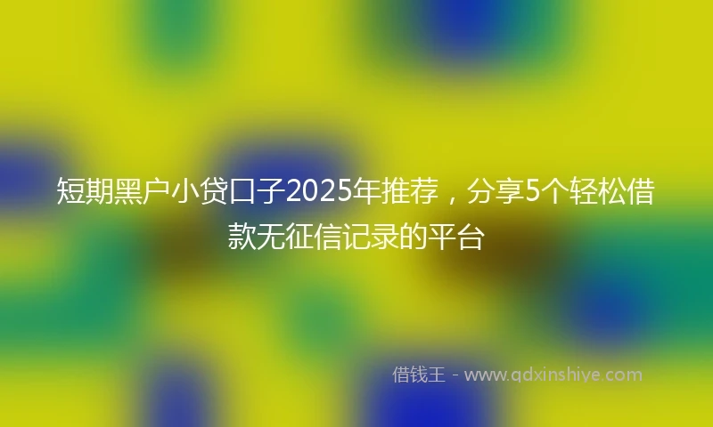 短期黑户小贷口子2025年推荐，分享5个轻松借款无征信记录的平台