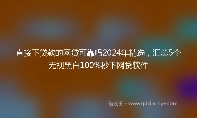 直接下贷款的网贷可靠吗2024年精选，汇总5个无视黑白100%秒下网贷软件