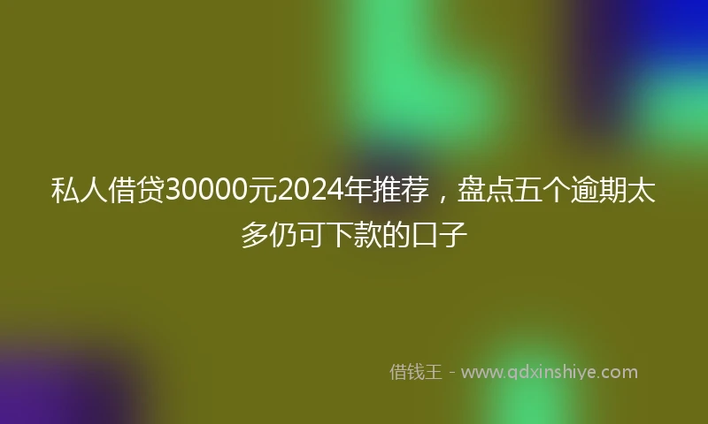 私人借贷30000元2024年推荐，盘点五个逾期太多仍可下款的口子