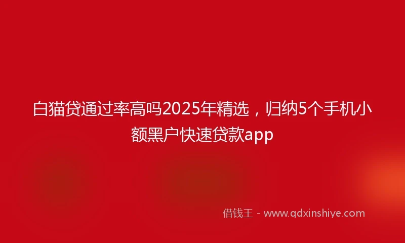 白猫贷通过率高吗2025年精选，归纳5个手机小额黑户快速贷款app