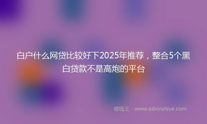 白户什么网贷比较好下2025年推荐，整合5个黑白贷款不是高炮的平台