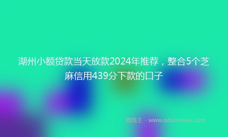 湖州小额贷款当天放款2024年推荐，整合5个芝麻信用439分下款的口子