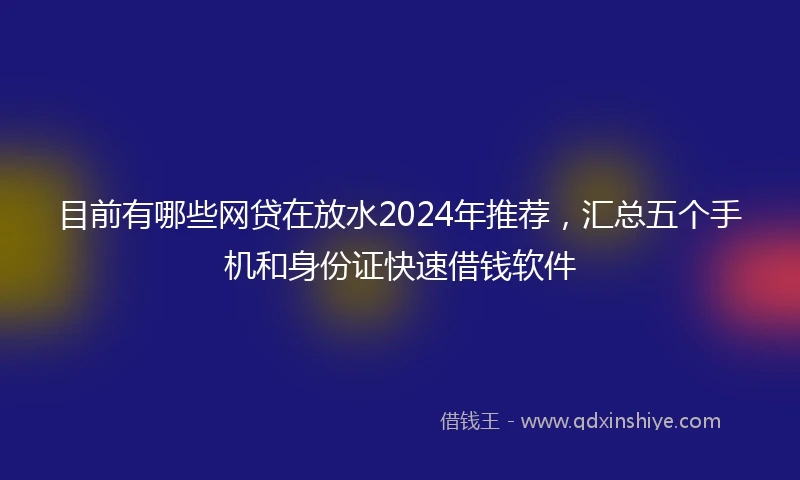 目前有哪些网贷在放水2024年推荐，汇总五个手机和身份证快速借钱软件