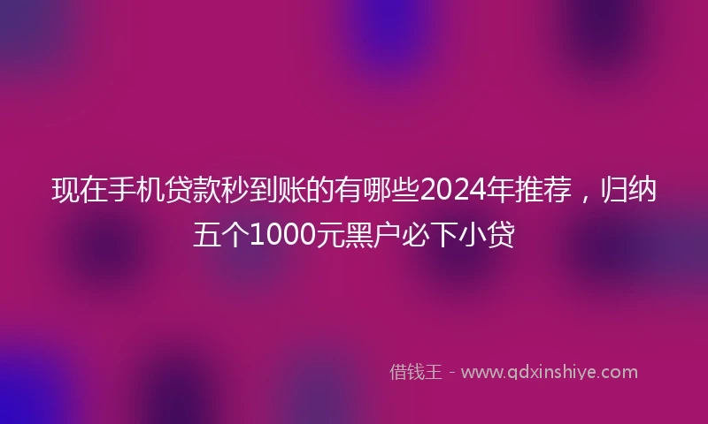 现在手机贷款秒到账的有哪些2024年推荐，归纳五个1000元黑户必下小贷
