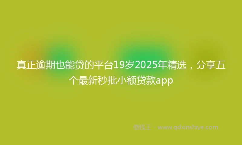 真正逾期也能贷的平台19岁2025年精选，分享五个最新秒批小额贷款app