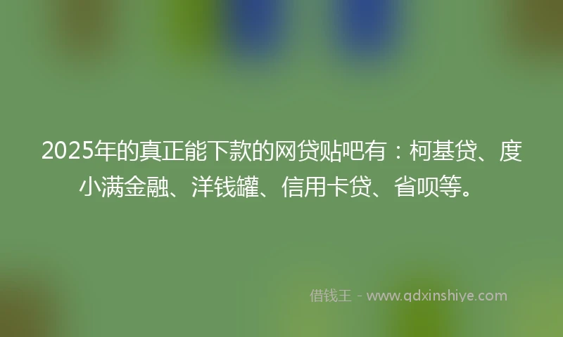 2025年的真正能下款的网贷贴吧有：柯基贷、度小满金融、洋钱罐、信用卡贷、省呗等。