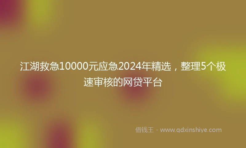 江湖救急10000元应急2024年精选，整理5个极速审核的网贷平台