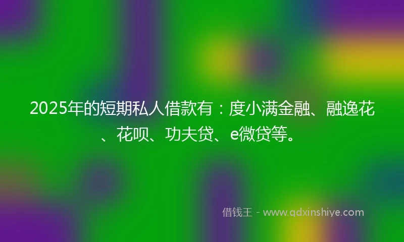 2025年的短期私人借款有：度小满金融、融逸花、花呗、功夫贷、e微贷等。