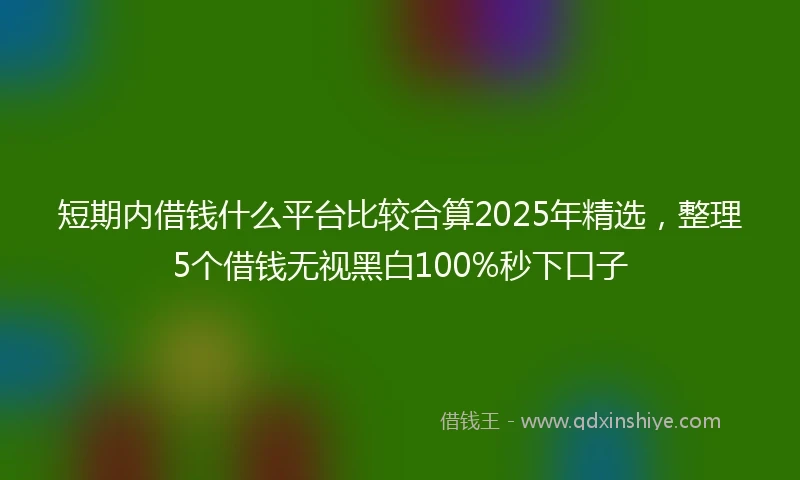 短期内借钱什么平台比较合算2025年精选，整理5个借钱无视黑白100%秒下口子