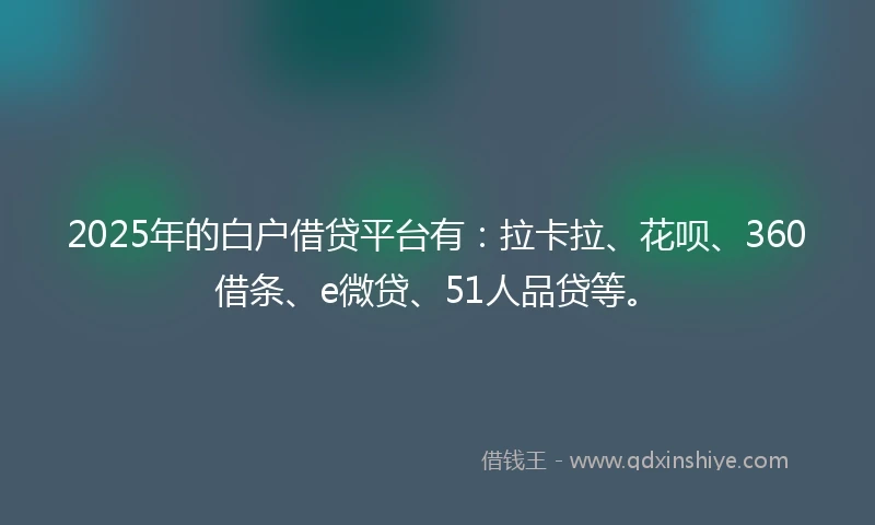2025年的白户借贷平台有：拉卡拉、花呗、360借条、e微贷、51人品贷等。