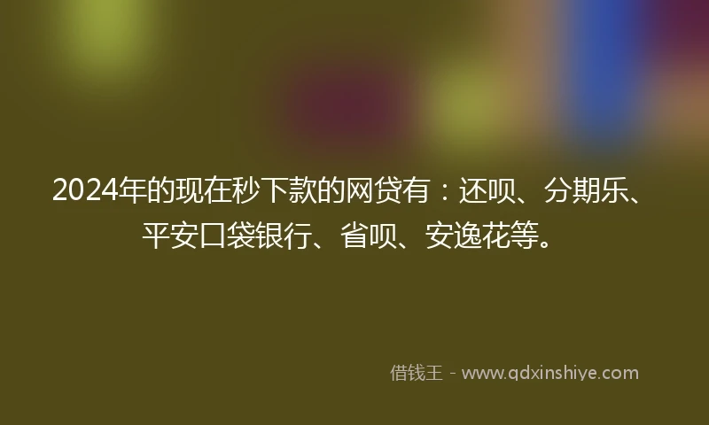 2024年的现在秒下款的网贷有:还呗、分期乐、平安口袋银行、省呗、安逸花等。