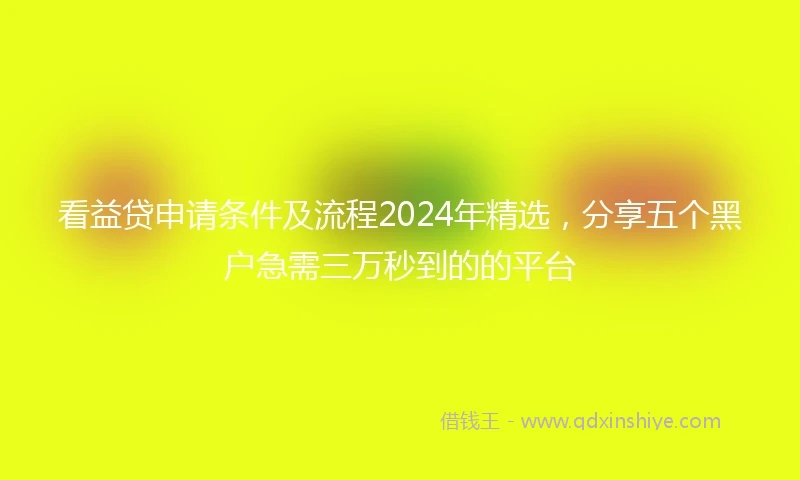 看益贷申请条件及流程2024年精选，分享五个黑户急需三万秒到的的平台