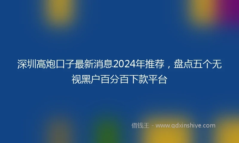 深圳高炮口子最新消息2024年推荐，盘点五个无视黑户百分百下款平台