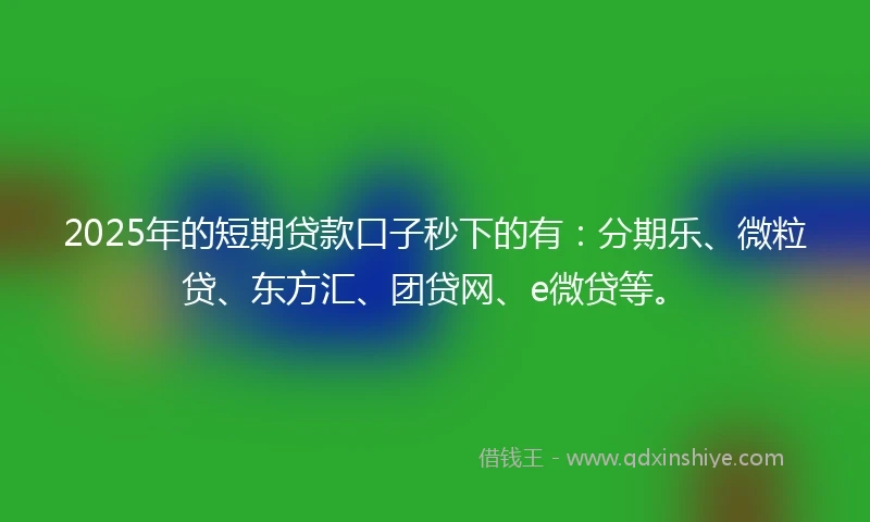2025年的短期贷款口子秒下的有：分期乐、微粒贷、东方汇、团贷网、e微贷等。