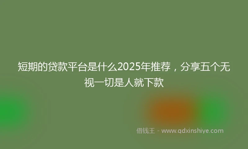 短期的贷款平台是什么2025年推荐，分享五个无视一切是人就下款