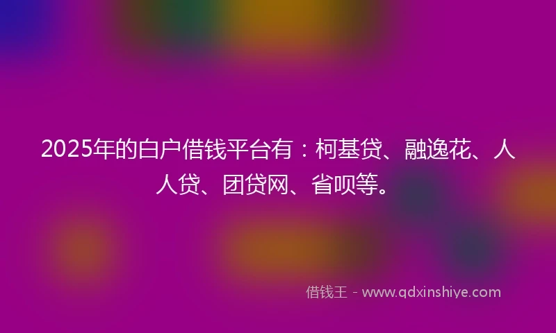 2025年的白户借钱平台有：柯基贷、融逸花、人人贷、团贷网、省呗等。