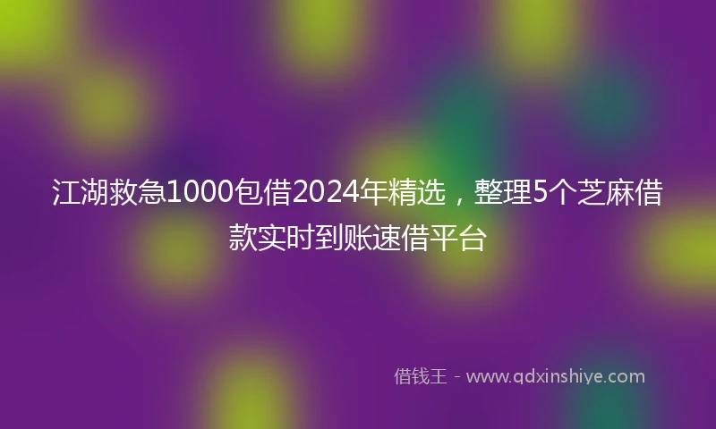 江湖救急1000包借2024年精选，整理5个芝麻借款实时到账速借平台