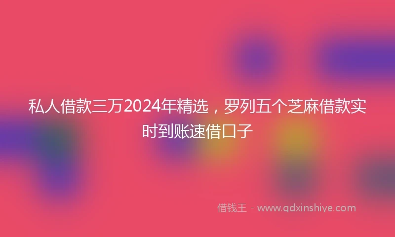 私人借款三万2024年精选，罗列五个芝麻借款实时到账速借口子
