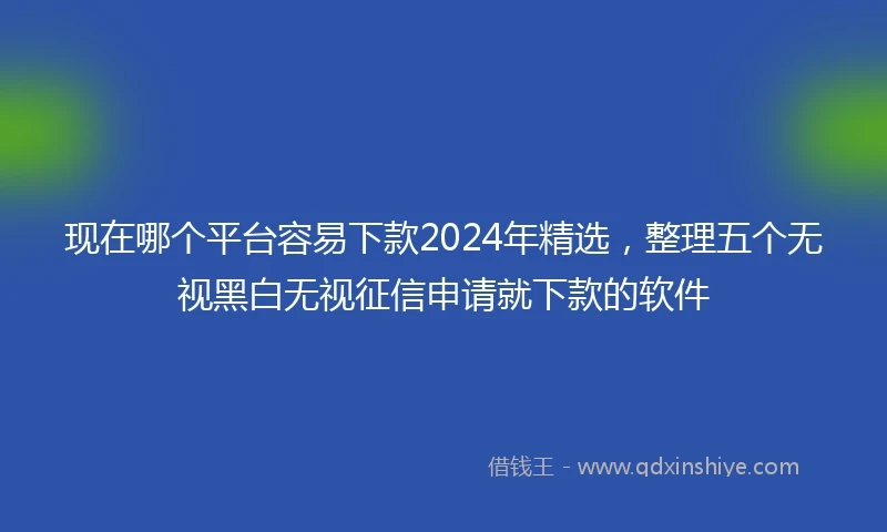 现在哪个平台容易下款2024年精选，整理五个无视黑白无视征信申请就下款的软件