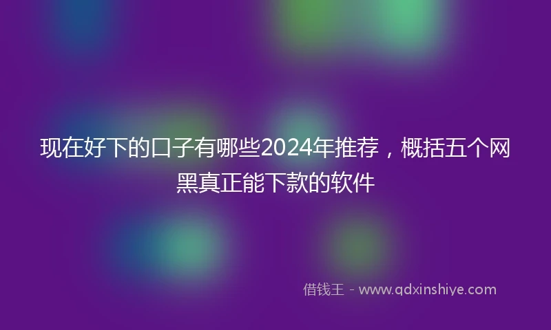现在好下的口子有哪些2024年推荐，概括五个网黑真正能下款的软件