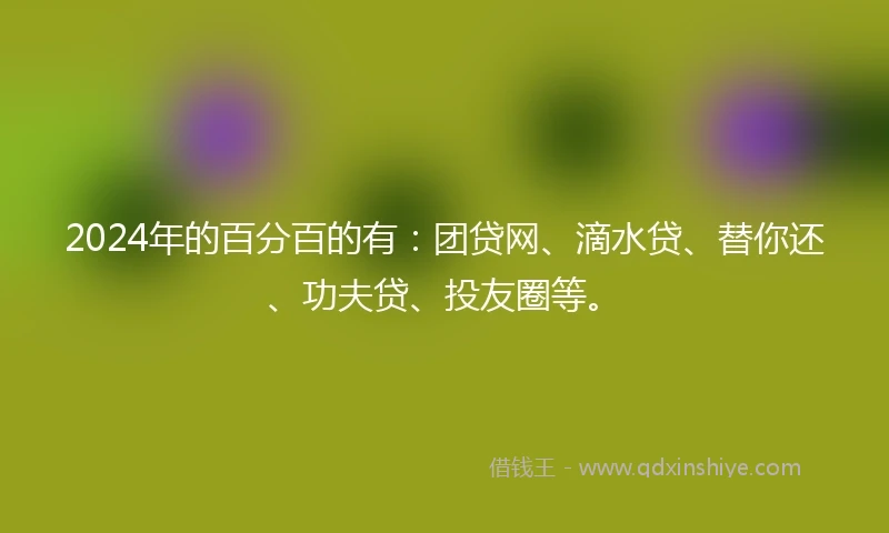 2024年的百分百的有：团贷网、滴水贷、替你还、功夫贷、投友圈等。