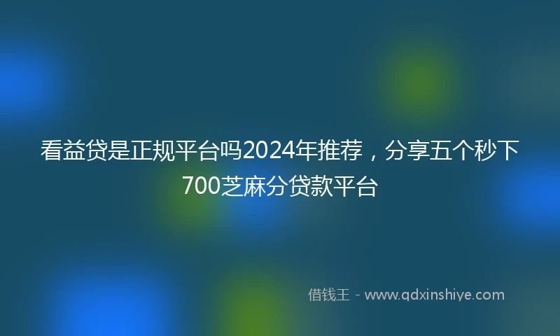 看益贷是正规平台吗2024年推荐，分享五个秒下700芝麻分贷款平台