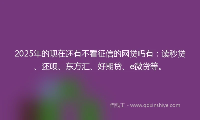2025年的现在还有不看征信的网贷吗有：读秒贷、还呗、东方汇、好期贷、e微贷等。