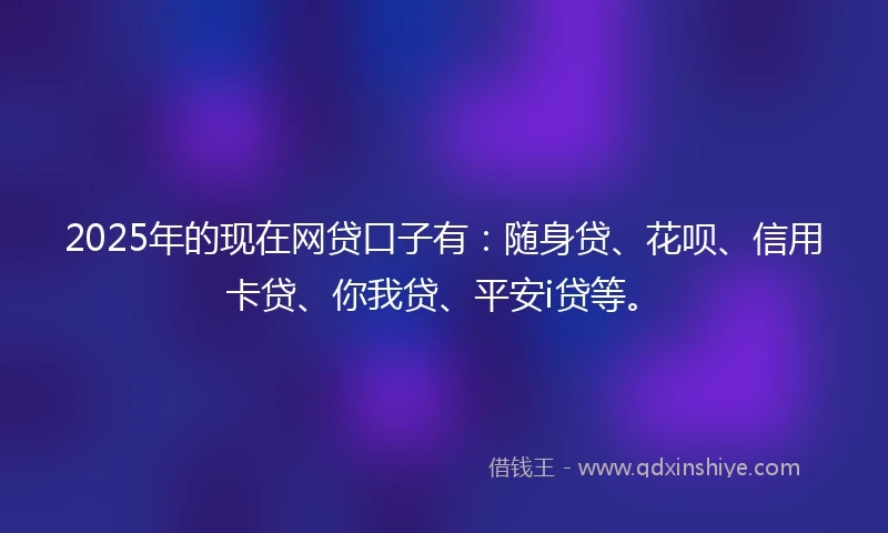 2025年的现在网贷口子有:随身贷、花呗、信用卡贷、你我贷、平安i贷等。