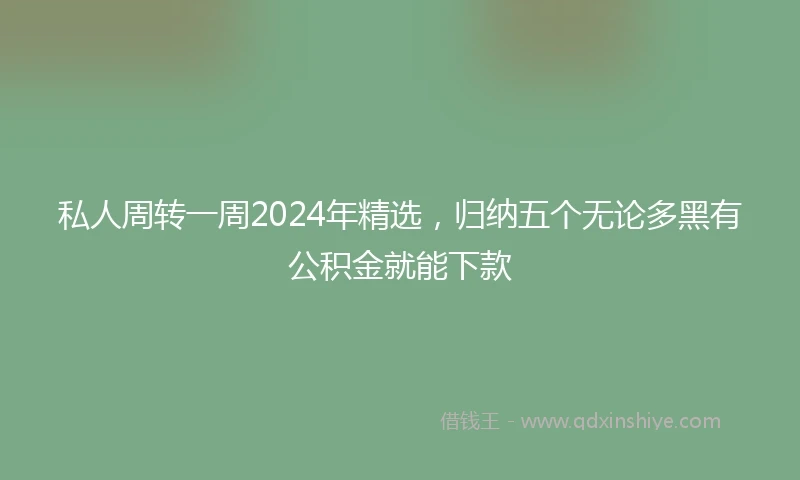 私人周转一周2024年精选，归纳五个无论多黑有公积金就能下款