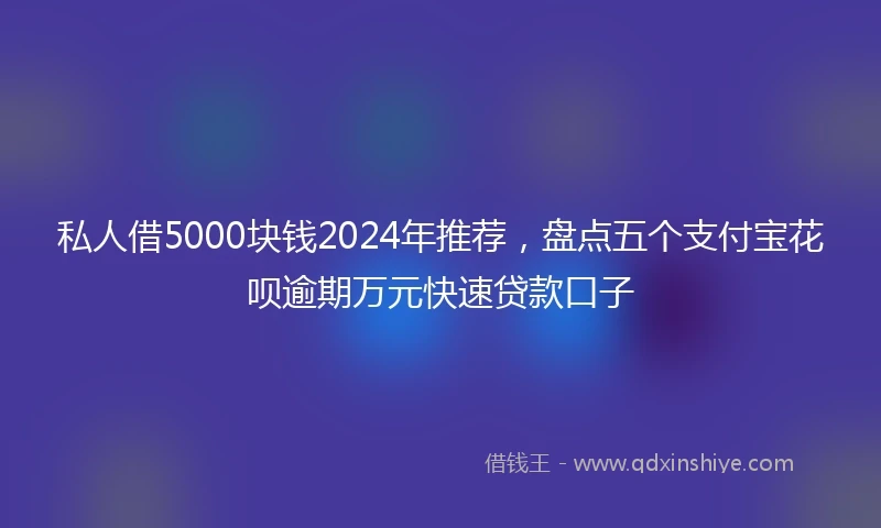 私人借5000块钱2024年推荐，盘点五个支付宝花呗逾期万元快速贷款口子