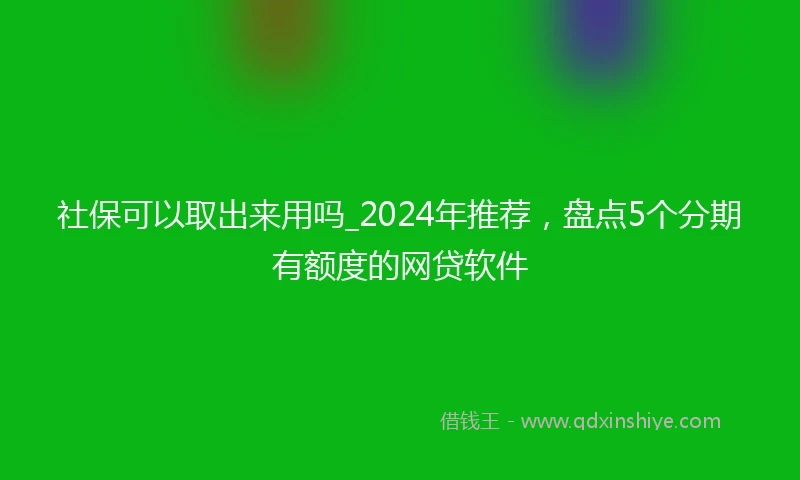 社保可以取出来用吗_2024年推荐，盘点5个分期有额度的网贷软件