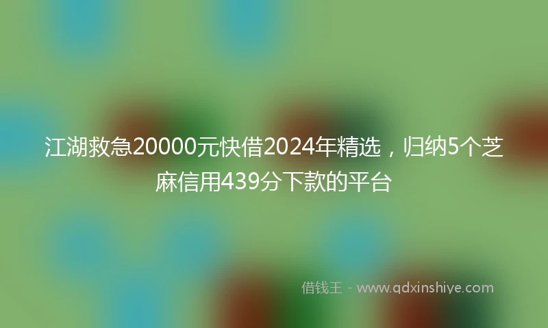 江湖救急20000元快借2024年精选，归纳5个芝麻信用439分下款的平台