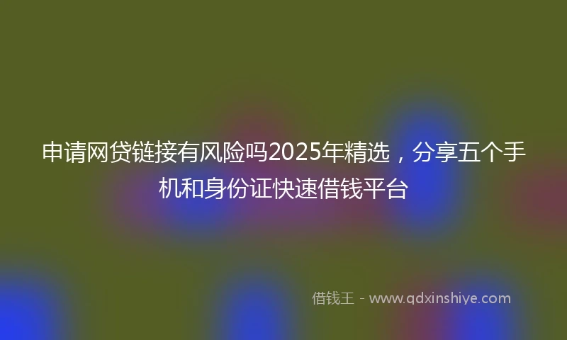 申请网贷链接有风险吗2025年精选,分享五个手机和身份证快速借钱平台