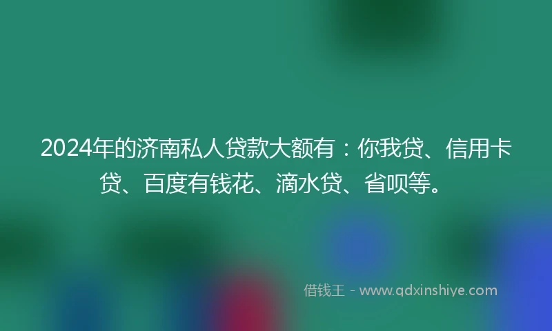 2024年的济南私人贷款大额有：你我贷、信用卡贷、百度有钱花、滴水贷、省呗等。