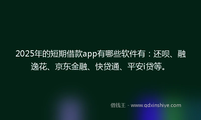 2025年的短期借款app有哪些软件有：还呗、融逸花、京东金融、快贷通、平安i贷等。