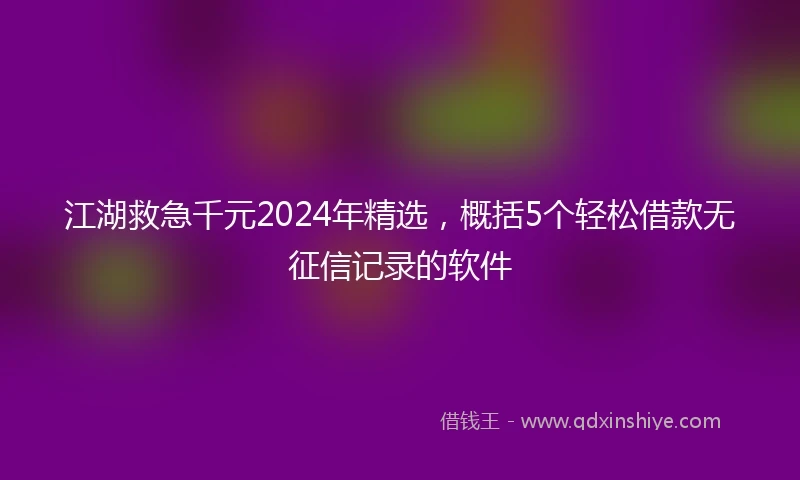 江湖救急千元2024年精选，概括5个轻松借款无征信记录的软件