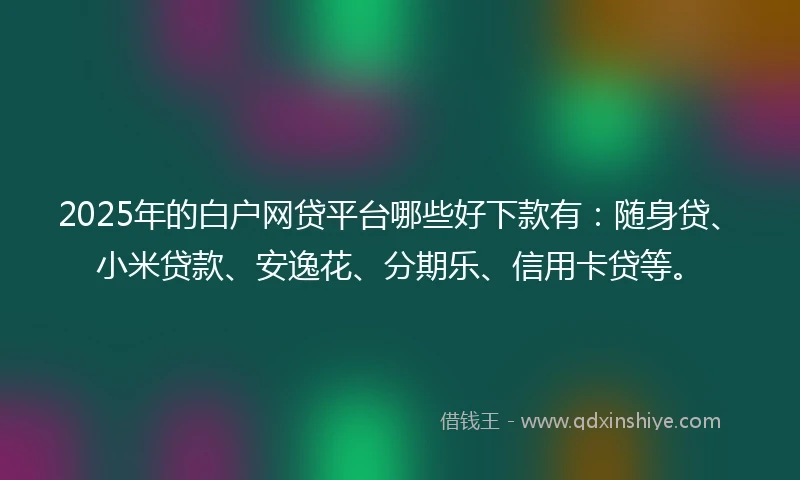 2025年的白户网贷平台哪些好下款有：随身贷、小米贷款、安逸花、分期乐、信用卡贷等。
