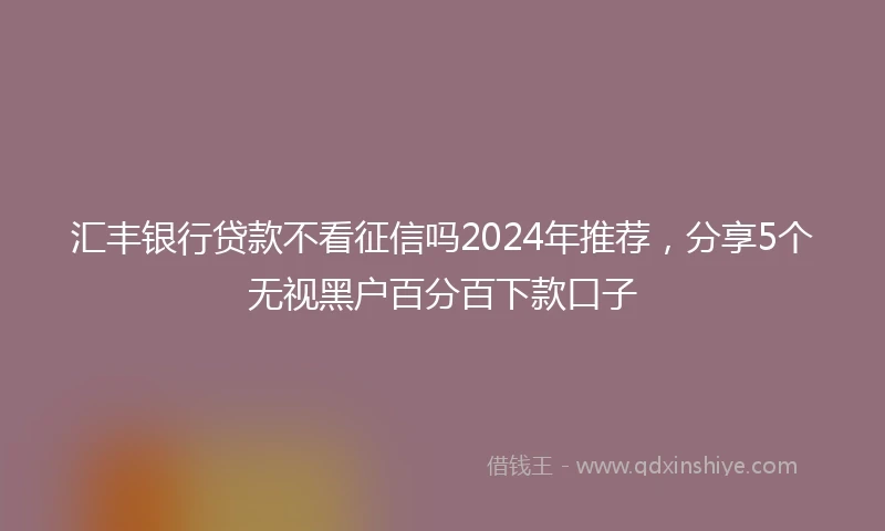 汇丰银行贷款不看征信吗2024年推荐，分享5个无视黑户百分百下款口子