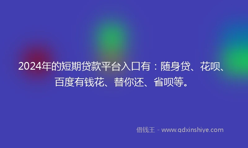 2024年的短期贷款平台入口有：随身贷、花呗、百度有钱花、替你还、省呗等。