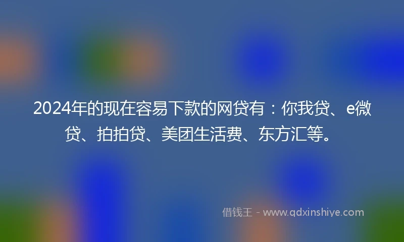 2024年的现在容易下款的网贷有：你我贷、e微贷、拍拍贷、美团生活费、东方汇等。