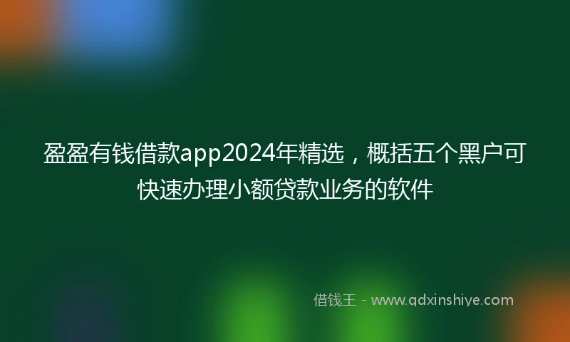 盈盈有钱借款app2024年精选，概括五个黑户可快速办理小额贷款业务的软件