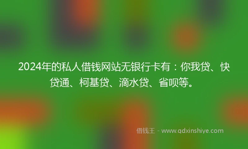 2024年的私人借钱网站无银行卡有：你我贷、快贷通、柯基贷、滴水贷、省呗等。